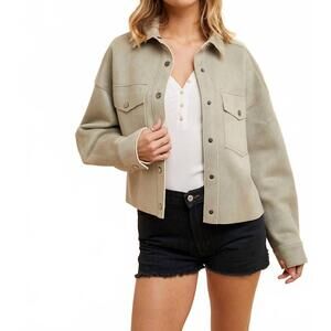 NEW IN-LOOM addy cropped suede jacket in dusty olive